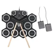 Digital Drum Kit Portable Electronic 9 Pads Roll Up Practice USB Percussion Speakers Pedals Drumsticks Beginner Music Instrument