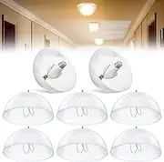 Dunkive 8 Pack Clip On Lamp Shade, Light Cover for A Type Bulb, 8" DIA x 4 1/4" Height Lamp Cover for Deco Exposed Bare Bulb Fixture, Acrylic Dome Clip on Standard Shades for Home Bathroom Office