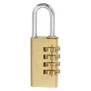 Brass Combination Lock 3.3", 4 Digit Resettable Combination Padlock Gold