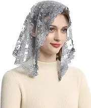 [Mantveil] Catholic Church Mantilla Veil: Spanish Short Lace Head Covering Chapel Mass Veil for Christian Prayer