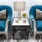 Marble Coffee Table Sofa Side End Table Bedside Modern Furniture White Black