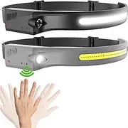 Headlamp Rechargeable Headlight for Adults Head Lamp 230Wide Beam Rechargeable Headlights for Head Motion Sensor Adjustable Headband Flashlight for Camping Jo