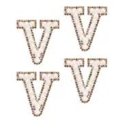 10Pcs Iron on Letters Patches,4.5cm Self Adhesive Patches for Cap(White Gold)