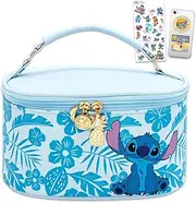 [Disney] Stitch Cosmetic Bag Set - Bundle with Oval Cosmetic Case for Makeup, Travel Size Toiletries Plus Phone Decals, Stickers | Stitch Travel Bag for Girls, Women, Blue, Stitch Travel Bag, Stitch