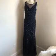 Aidan Mattox NWT Sequined Gown Black Blue Sz 6