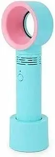 USB Handheld Bladeless Fan, Mini Bladeless Fan, Long Handle, Safe, Lightweight, 3 Level Adjustable 2000mAh Battery with Base Stand for Student Exercise (Green)