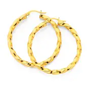 9ct Gold 2.5x30mm Twist Hoop Earrings