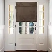 sourcing map Blackout Door Curtains, French Side Door Window Curtain for Privacy, Glass Patio Front Doors Sidelight Tie Up Shade, Dark Brown, 26" x 28", 1 Panel