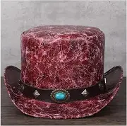 2021 Men's Party Hat Top Hat Ivory New Haute Couture Elegant Leather President Hat Ladies Turquoise Decoration (Color : 5, Size : XL(60-61CM))