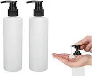 Fabselection Empty Shampoo Bottles, 2 Pcs Refillable Plastic Pump Dispenser Bottles, 8 Oz Pump Dispenser Bottles Jars Container for Bulk Massage Oil, Shampoo,Liquid Body Soap DIY Lotion (Black)