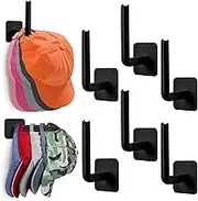 Hat Rack Wall Hat Organizer (6-Pack), Hat Racks Baseball Caps, Adhesive Hat Hooks Wall, No Drilling Hat Hangers Closet Cowboy Hat Holder Display, Sticky Hat Storage Baseball Caps Black