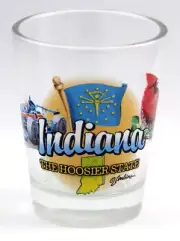 INDIANA HOOSIER STATE ELEMENTS SHOT GLASS SHOTGLASS