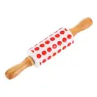 4 Inch Silicone Rolling Pin, Small Dough Roller, Red Dots