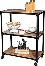 Kitchen Island Trolley Rolling Cart - Freestanding Microwave Stand, 3-Tier Coffee Cart With Mobile Storage