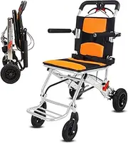 Lightweight Transport Wheelchair, Travel Wheelchair Foldable, Portable Ultra-Light Wheelchair Trolleys for The Elderly and Children People Under 220lb