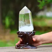 2.88LB Top!! Natural Clear Quartz Obelisk Crystal Tower Decor Point + Stand