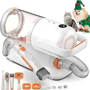 Dog Grooming Vacuum Kit, 6-in-1 Pet Hair Vacuum with 5 Auxiliary Shaver Blade Head, 12kPa, 2.5L Capacity, Cat Dog Clippers Professional Pet Grooming Tools for Thick Short Long Pet Hair