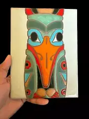 VTG 1988 Santa Fe Art Tile Cormorant Totem 6”x8” KWAKUITL Hand Painted Trivet