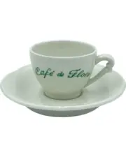 New Cafe de Flore Paris Restaurant Cup & Saucer Porcelain Coffee French