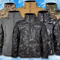 在飛比找Yahoo!奇摩拍賣優惠-新款戶外戰術衝鋒衣男立領刷毛加厚外套秋冬防風防水軟殼衣迷彩服