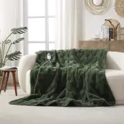 Dreamaker Ultra Smooth Touch Basketweave Faux Fur Heated Throw 180x200cm Olive