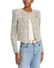 L'Agence Una Crewneck Cardigan Sweater
