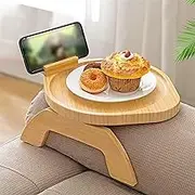 Foldable Couch Cup Holder Portable Bamboo Sofa Arm Tray Table Organizer Anti-Slip Couch Arm Table for Snack Drinks Remote Control