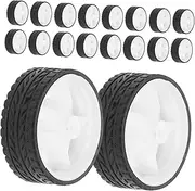 Mini Trunk Wheel Accessories 100pcs Car Tires Plastic Rims Road Racing Car Tires White