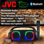 JVC Powerful Bluetooth Party Speaker Boombox USB/ AUX/ FM Radio Wireless Mic