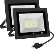 LED Flood Lights Outdoor, 100W 10000LM outside LED Work Light with Plug, 6000K D