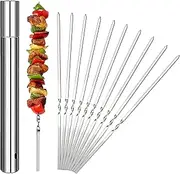 Killer's Instinct Outdoors Flat Metal Grilling Skewers Wider Thicker Stainless Steel Reusable BBQ Sticks Barbecue Skewers 14’’0.16’’0.05’’ Set of 48 Barbecue Sticks Metal Kebab Skewers For Grilling