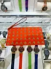 Michael Kors Jet Set Large Studded Pebbled Leather Wristlet Wallet Red Clay