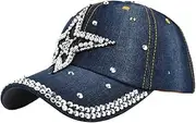 [YUONNY] Adjustable Classic Baseball Cap for Men Women, Unisex Rhinestone Decoration Cowboy Sport Sun Hat, Fashion Lightweight Breathable Hip-Hop Cap Casual Spring Summer Outdoor Hats C One Size