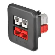 Narva Heavy Duty Flush Mount Dual 50 Amp Connectors Grey/Red - 81112RBL
