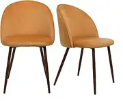 LEVEDE Dining Chairs, Set of 2 Reading Seating, Velvet Kitchen Chairs, Chic Nursing Seats, Home Furniture for Dining Room, Living Room, Cafe, Meeting Room, Load Up to150kg (Yellow)