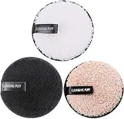 3pcs Face Cleaning Cloths Makeup Remove Sponge Applicator Sponge Makeup Puff Soft Microfiber Rounds Facial Cleansing Rounds Clean Face Sponge Cleansing Puff Wipe Face Beauty Tools