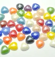 200 Mixed Color Luater AB Heart Flatback Glass Cabochon Ceramic Half Pearl 8X8mm