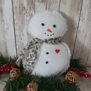 Snowman Decorative Accent/Ornament/ White Plush Fleece Fabric/ Basket Filler
