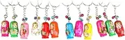 [ａ aternee] 12PCS Nesting Dolls Key Chains, Wood Matryoshka Russian Dolls Key Rings Charms