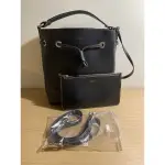 FURLA STACY BUCKET BAG 絎縫皮革抽繩兩用水桶包(附萬用包/黑)