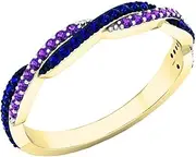 [Dazzlingrock Collection] 14K Gold Round Amethyst & Blue Sapphire Ladies Anniversary Wedding Swirl Stackable Band