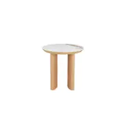 Bronya Round Matte Ceramic Top End Lamp Side Table Natural/White