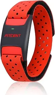 FITCENT Heart Rate Monitor Armband, Bluetooth ANT+ Optical Heart Rate Sensor Arm Band, Rechargeable Fitness Tracker for Peloton Strava Zwift Polar Beat DDP Yoga Wahoo Fitness Garmin Watch