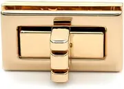 CRAFTMEMORE 1 1/4 in Twist Lock Purse Turn Locks Rectangle Bag Closure Clasp Purse Accessories VT154 (Gold)