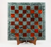 18'' Green Marble Chess Table Top Pietra Dura Inlay Malachite Children Game c13