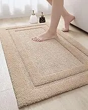 DEXI Bathroom Rugs Mats, Absorbent Soft Bath Mat, Non Slip Washable Bathmat, Microfiber Rug Carpet for Tub, Shower Floor, 24"x43", Beige