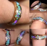 Australian Opal Inlay Men’s Electroform Healing Copper Handmade OOAK Ring 10