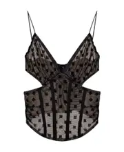 mesh monogram corset top S,XL,L,M Black