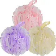 FARMOGA Bath Loofah Sponge Soft Mesh Back Scrubber Exfoliator Loofa Shower Puff Bath Sponges for Women and Men Cleaning Bathing Accessories (3Pcs 75G Pink,Purple,Yellow)