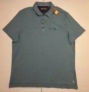 NWT Jeremiah Drew Heather Blue Jersey Polo Shirt Men’s XL Raw Hem New $75 MSRP